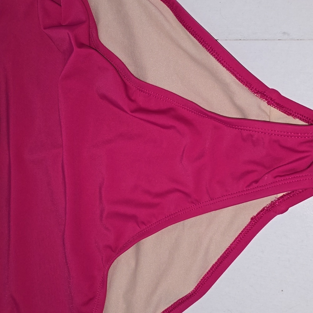 Kona Sol One Piece Swimsuit Ruffle One Shoulder Full Coverage Seat Hot Pink - Picture 12 of 15